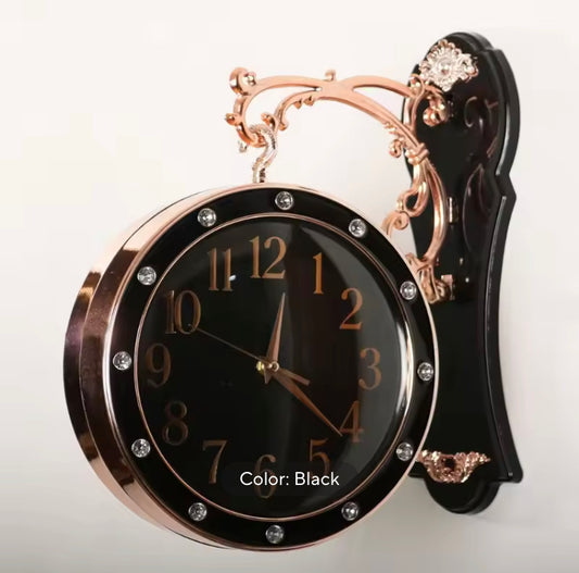 Luxury Double Sided Silent Hanging Wall Clock for Home Decor