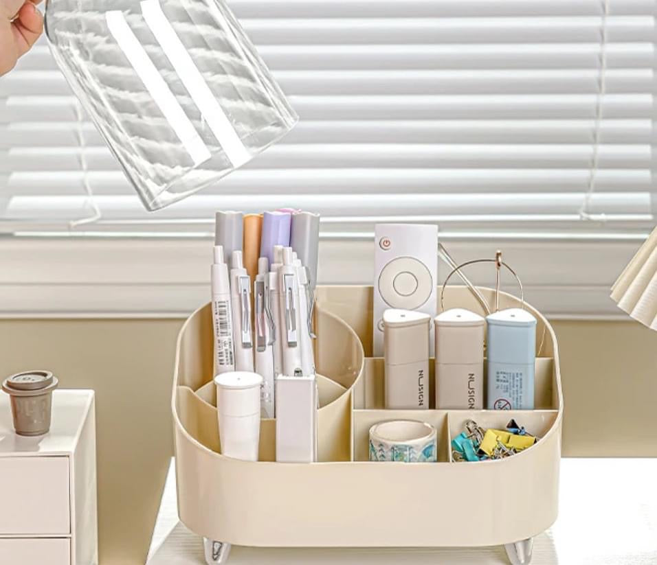 2 in 1 Brush Holder + Cosmetic Organizer makeup Organizer Storage box.