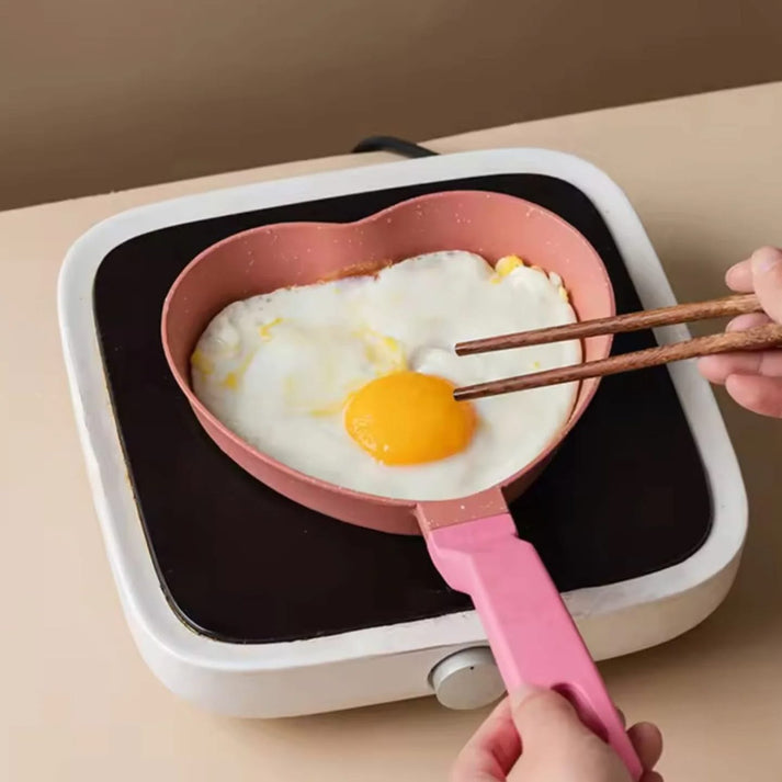 Portable Heart Shape Marble Coated Frying Pan