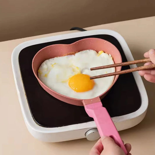 Portable Heart Shape Marble Coated Frying Pan