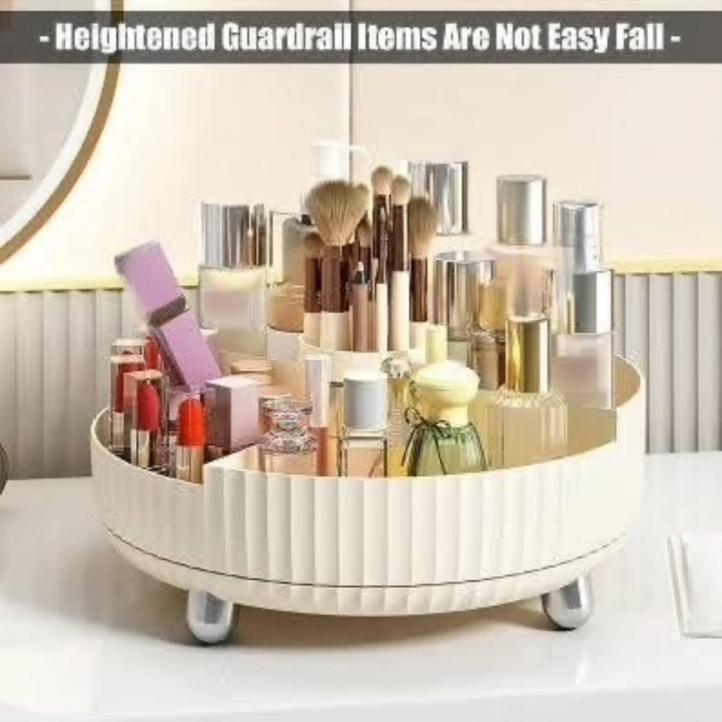 Large Capacity Rotating Cosmetics Organizer Tray