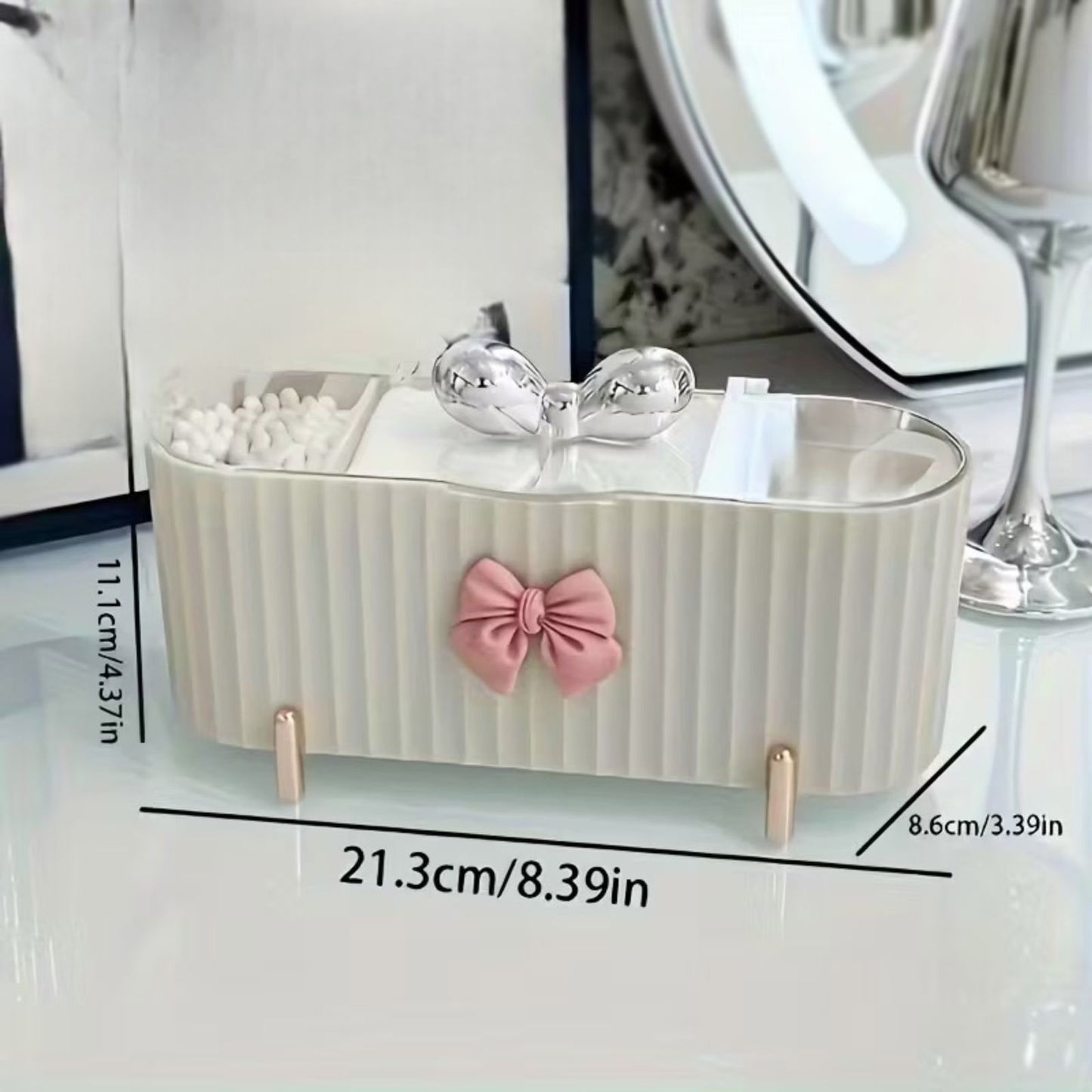 Adorable Bow 3 Compartments Makeup Organizer