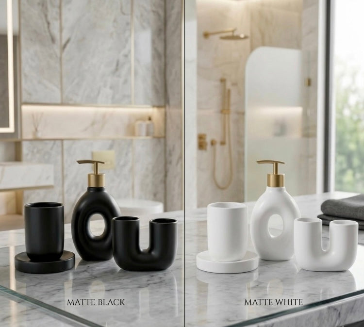 Ceramic 4 Pcs Bathroom Set for Countertop