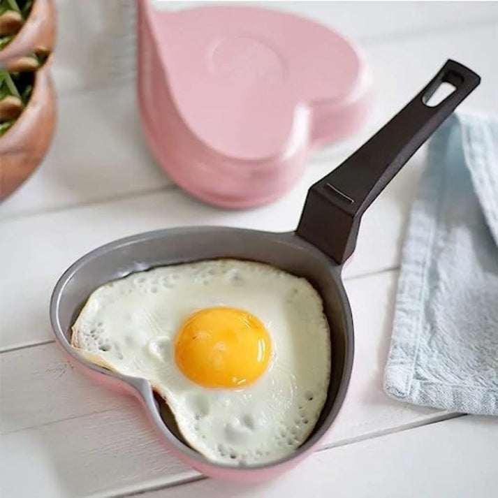 Portable Heart Shape Marble Coated Frying Pan