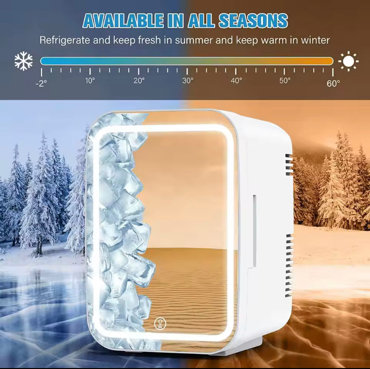 Mini Makeup Fridge Ac/Dc Cooler & Warmer for Beauty & Skincare with Led Mirror