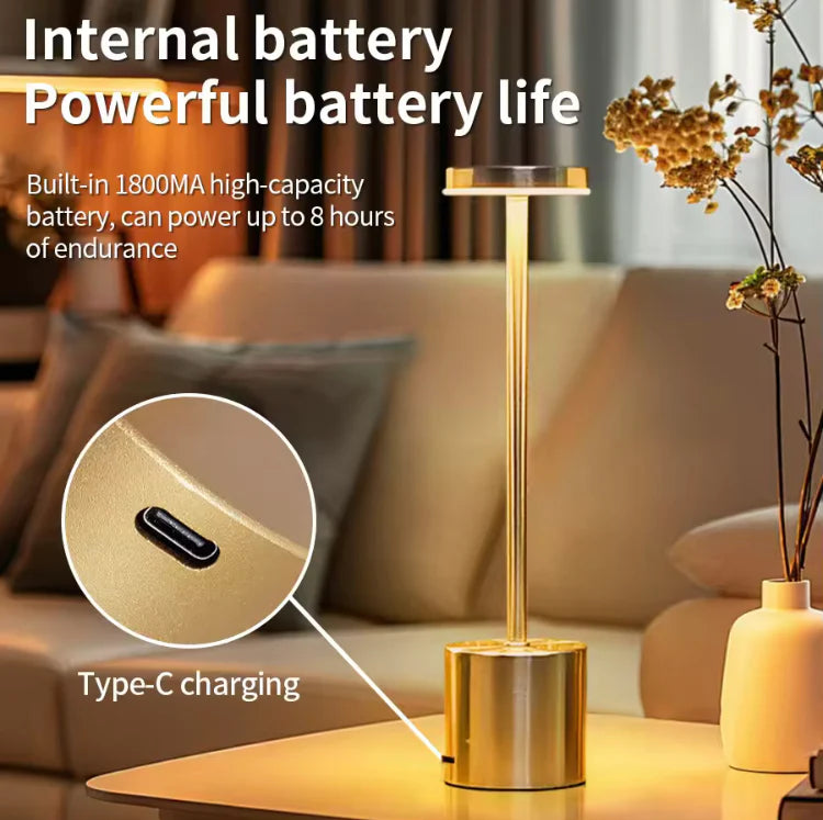 Modern Rechargeable Metal LED Touch Lamp with Three Modes of Light