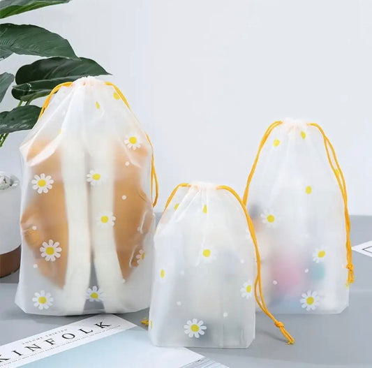 4 Pcs Daisy Dustproof Storage Bags Waterproof Travel Portable