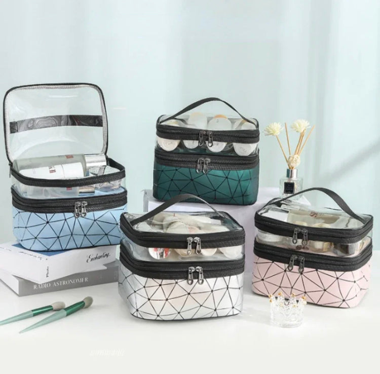 Women Double Layer Cosmetics Makeup Bag