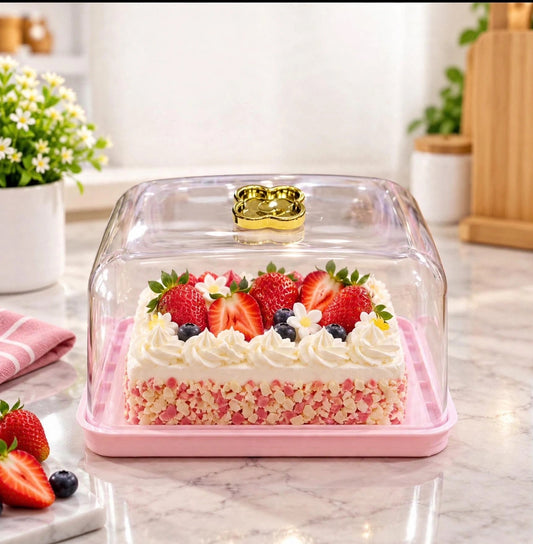 Square Shape Cake Stand with Lid
