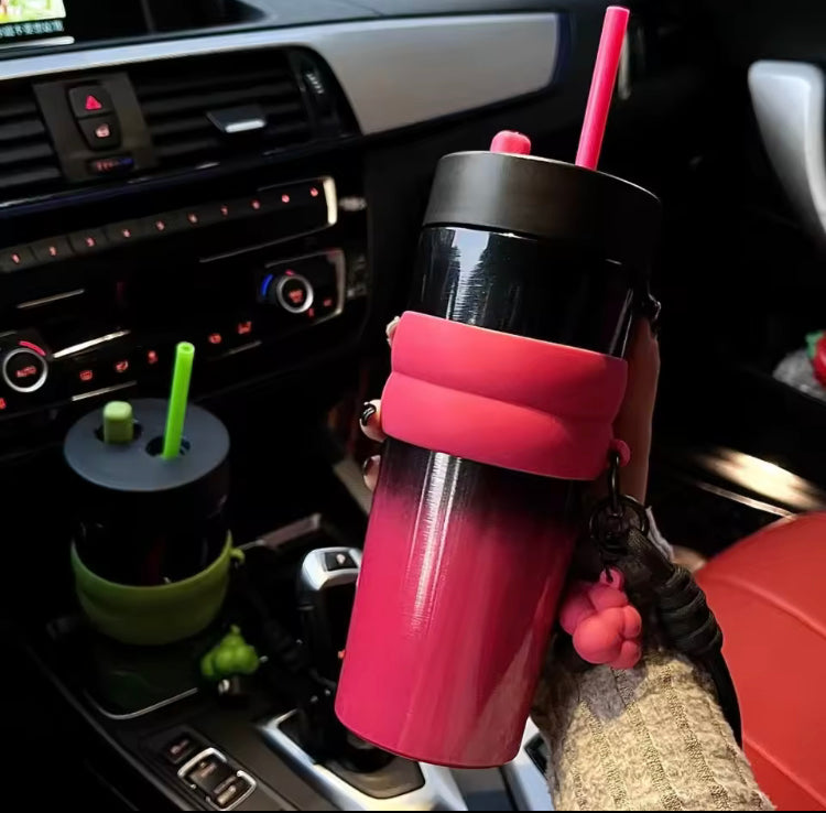 500ml Stainless Steel Coffee Glass with Straw & Lid