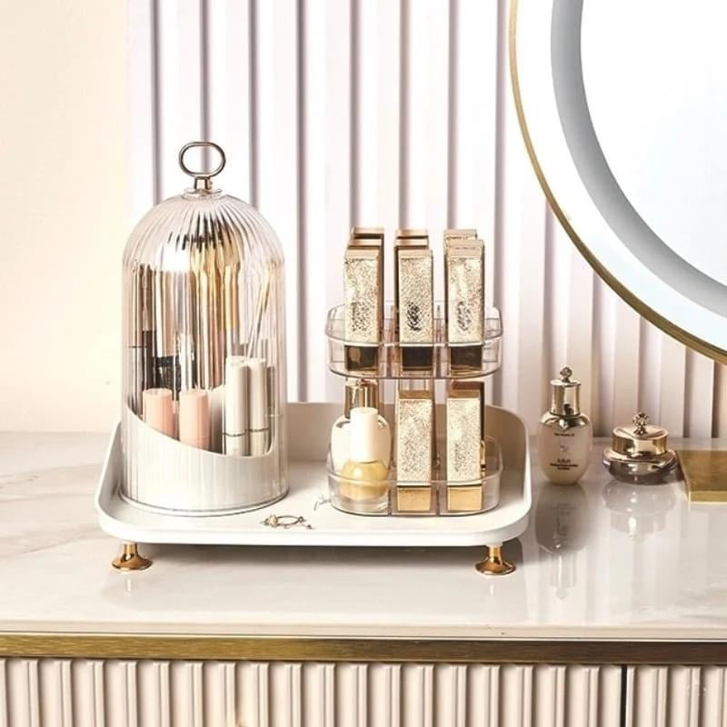 Rotating Cosmetics Brush & Lipstick Organizer