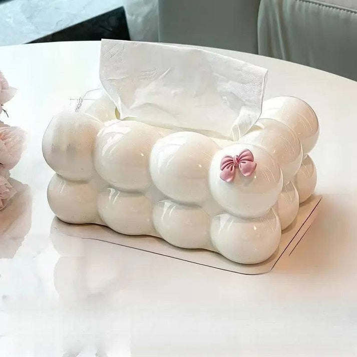 Bow Design Cloud Shape Tissue Box