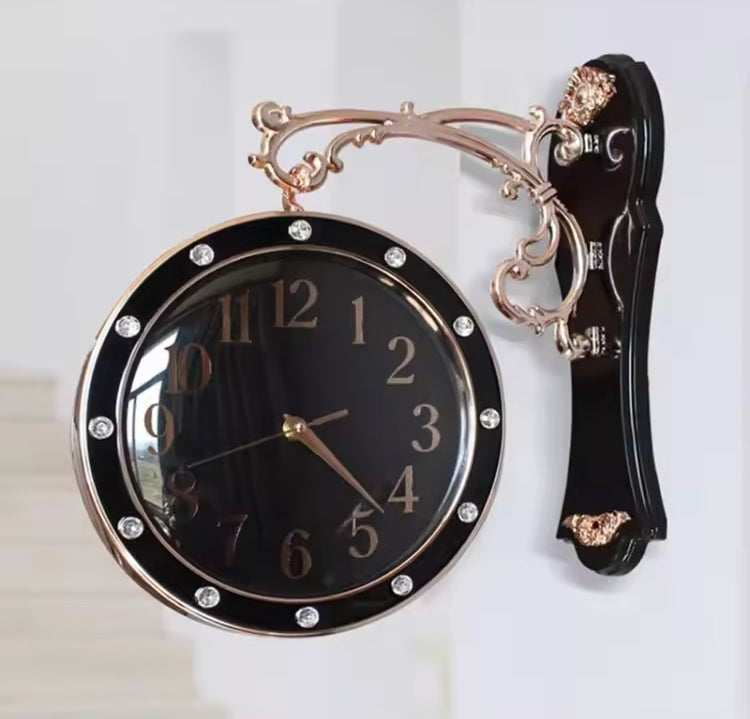 Luxury Double Sided Silent Hanging Wall Clock for Home Decor