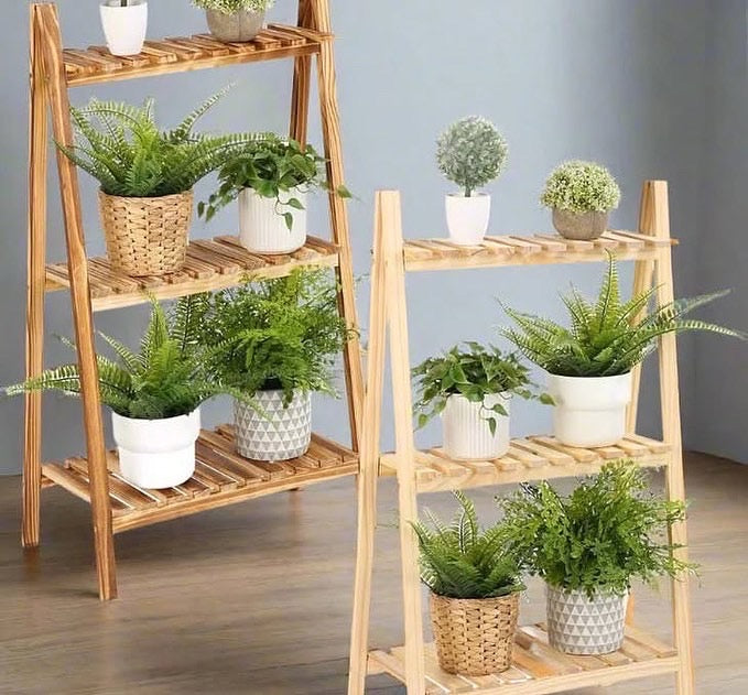3 Step Wooden Ladder Plant Stand for Decoration