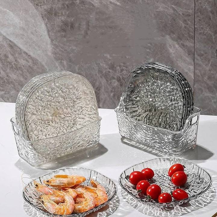 Luxury Acrylic 6 Pcs Crystal Plates Set with Storage Box