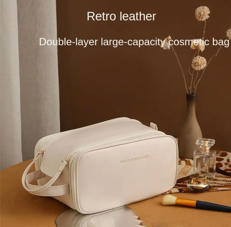 Large Capacity Cosmetic Bag Fashion Portable Wash Bag PU Leather