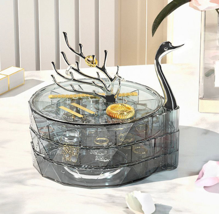 3 Layer Acrylic Swan Jewellery Organizer