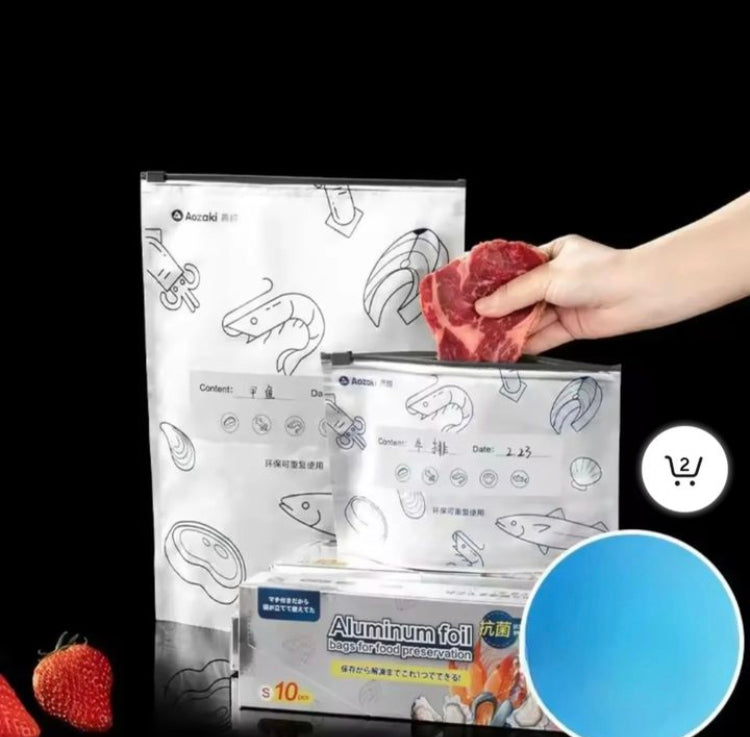 Aluminium Refrigerator Food Storage Bag (Pack of 10)