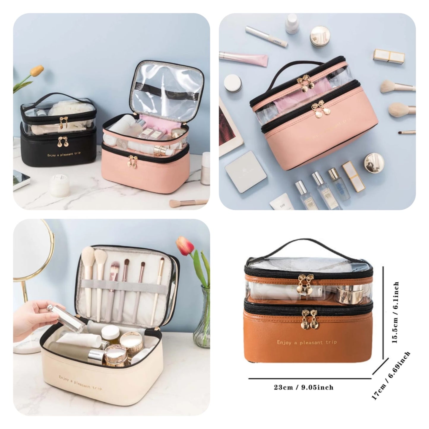 Double Layer Cosmetics Makeup Bag