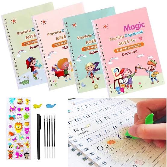 4 Magic Books For Children Practice Magicbook with Pen & 10 Refills