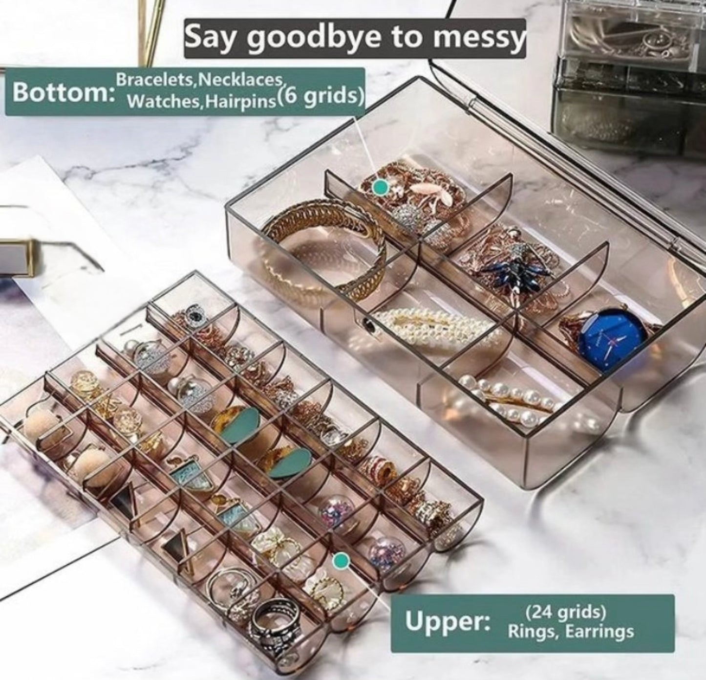 Multi Layer Acrylic Dustproof Jewellery Box Organizer