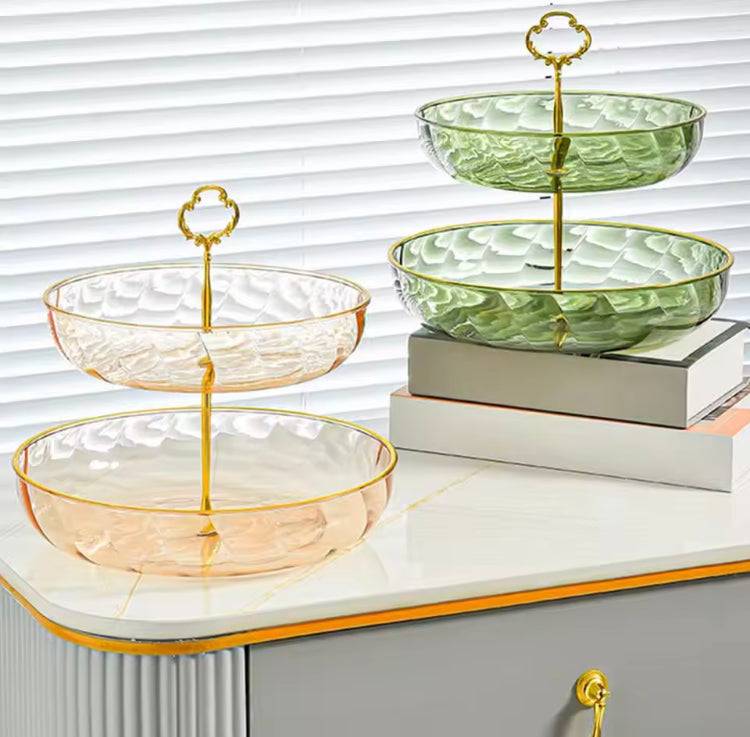 Double Layer Acrylic Cake Snacks Multipurpose Stand with Handle