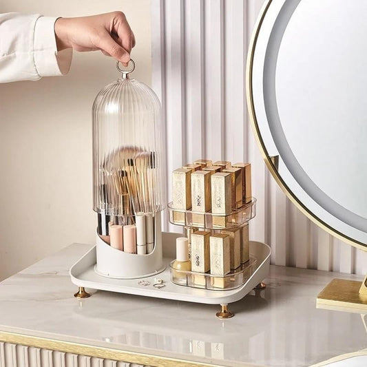 Rotating Cosmetics Brush & Lipstick Organizer