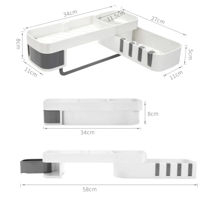 Wall Mounted Expandable Bathroom Shelf