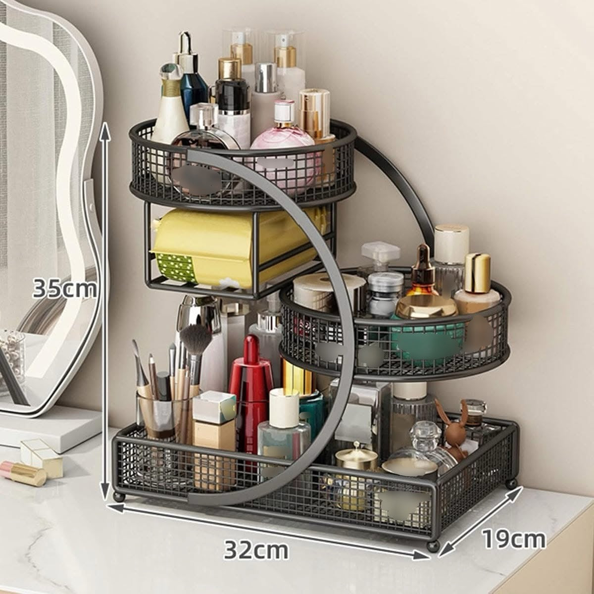 3 Layer Large Capacity Metal Cosmetics Organizer