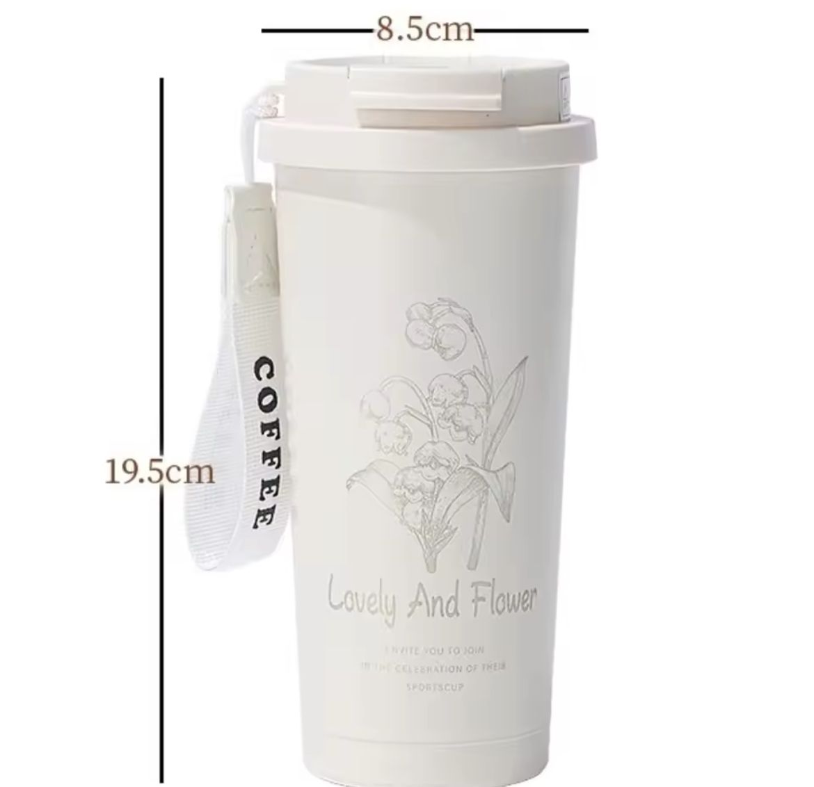 500ml Stainless Steel Floral Coffee Mug
