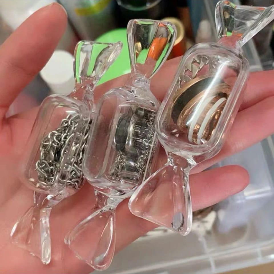 10pcs Set Mini Transparent Candy Jewelry Storage Box Sweet Candy Shaped