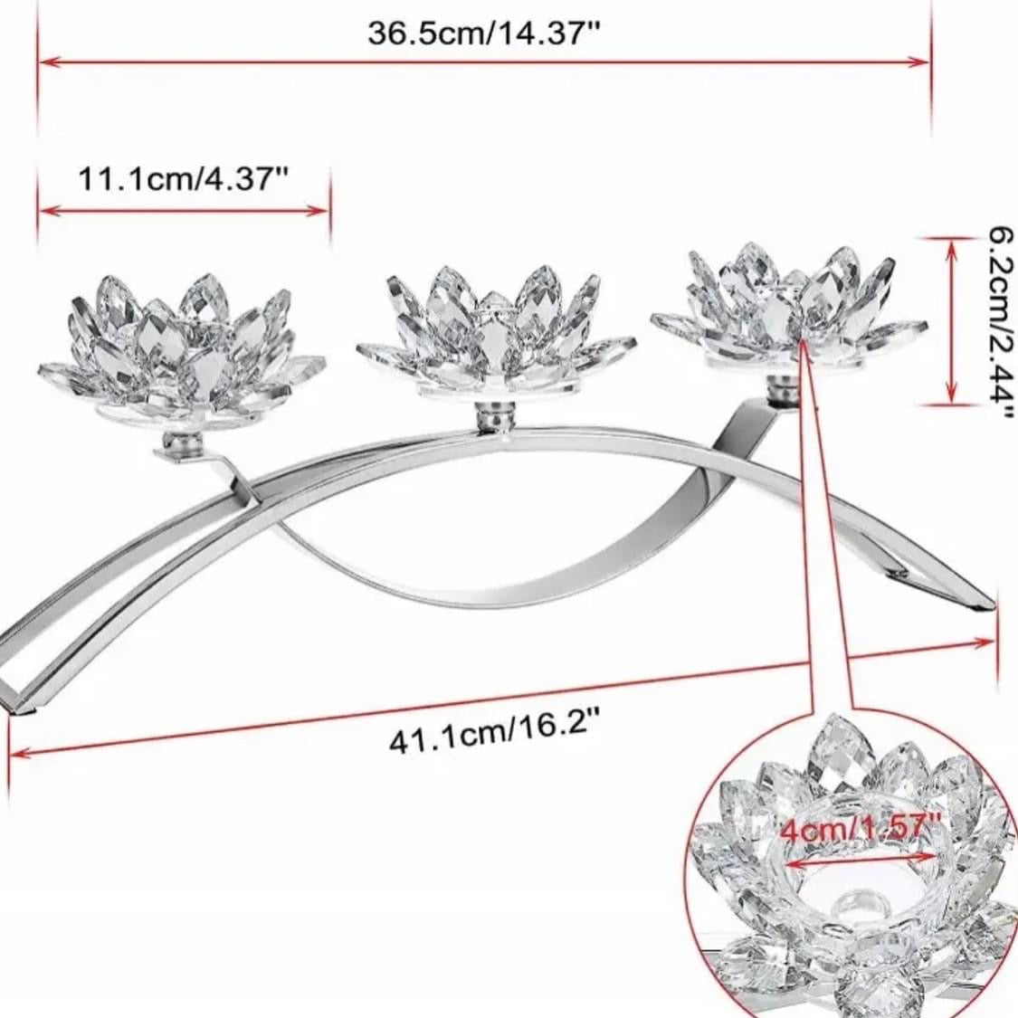 3 Pcs Crystal Lotus Candle Stand Holder for Home Decor