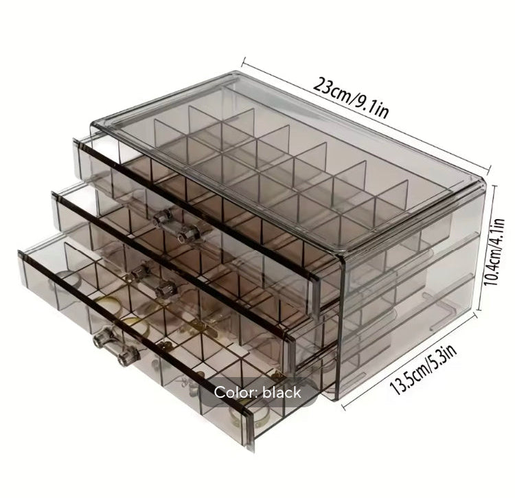 Luxury 3 Layer-72 Grids Large Capacity Dustproof Jewellery Organizer
