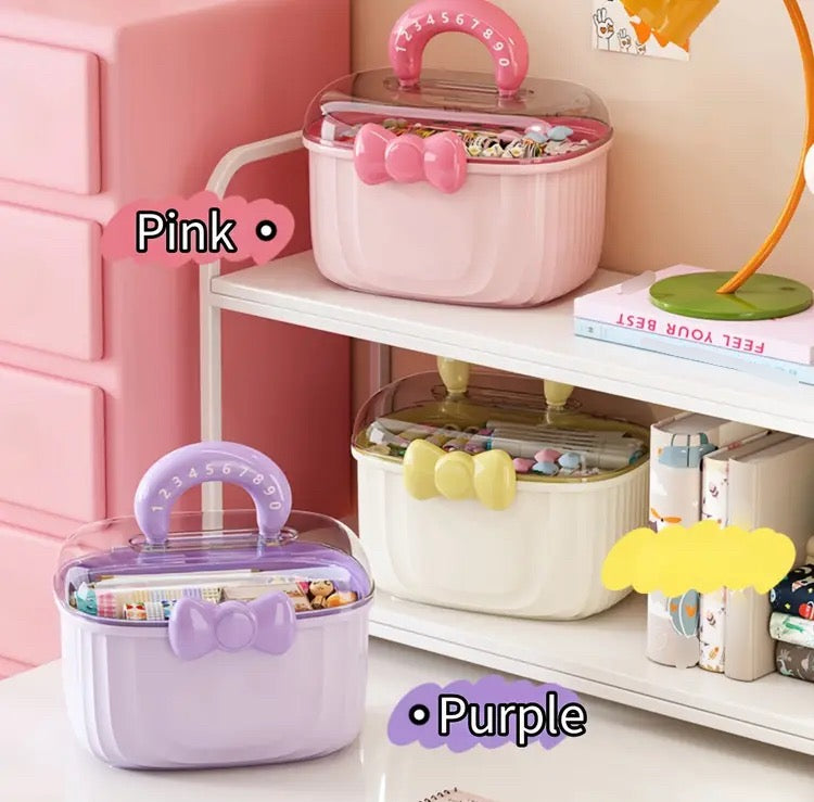 Cute Bow Cosmetics Multipurpose Storage Box