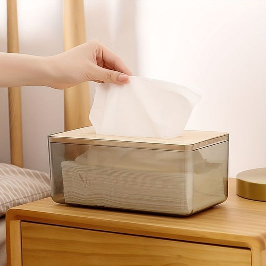 Acrylic Tissue Box with Wooden Lid Best Quality