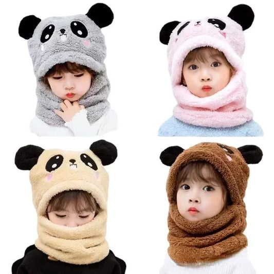 Panda Character Winter Warm Fleece Beanie Caps for Kids