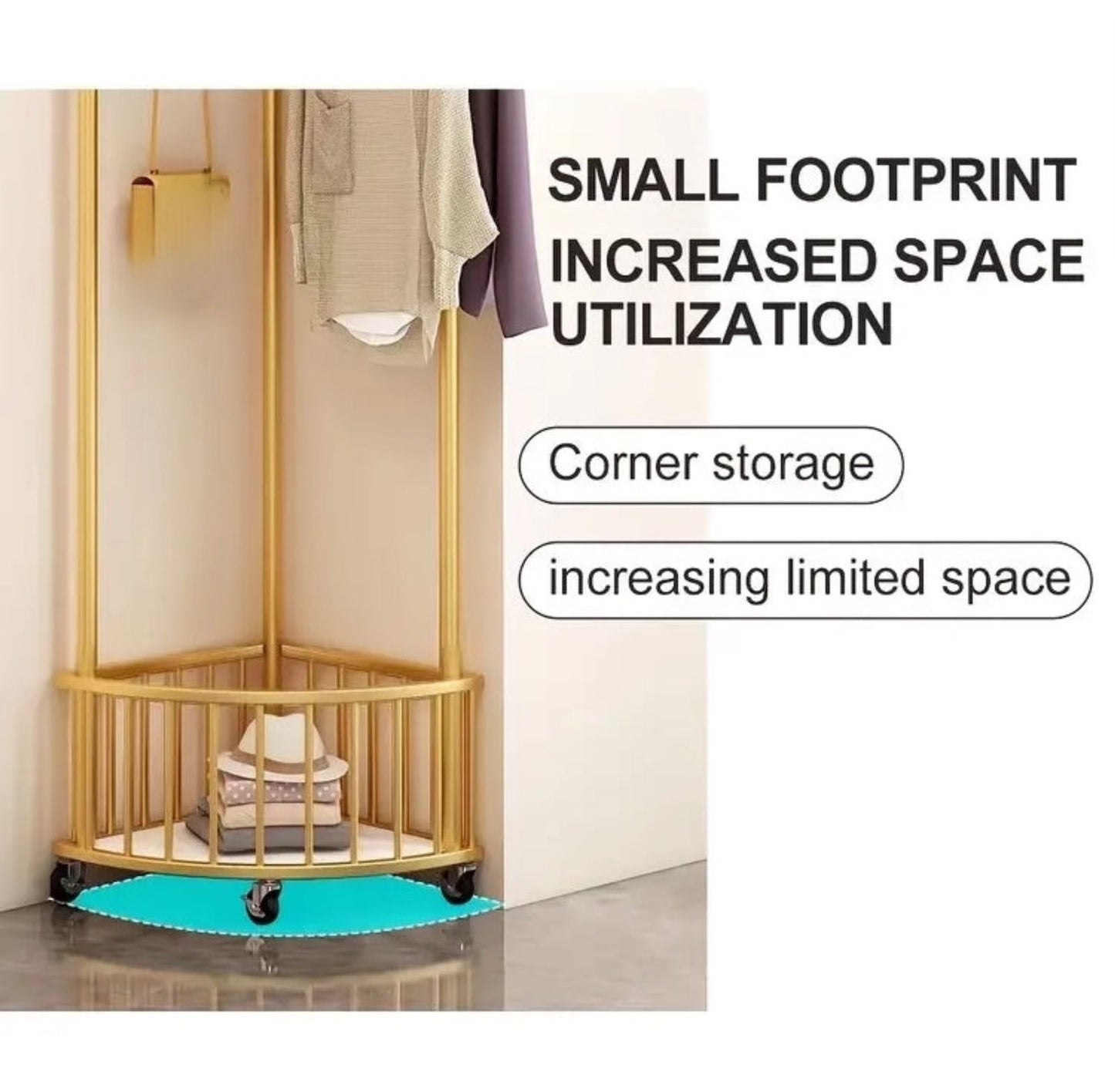 Modern Metal Corner Rack with Wheels