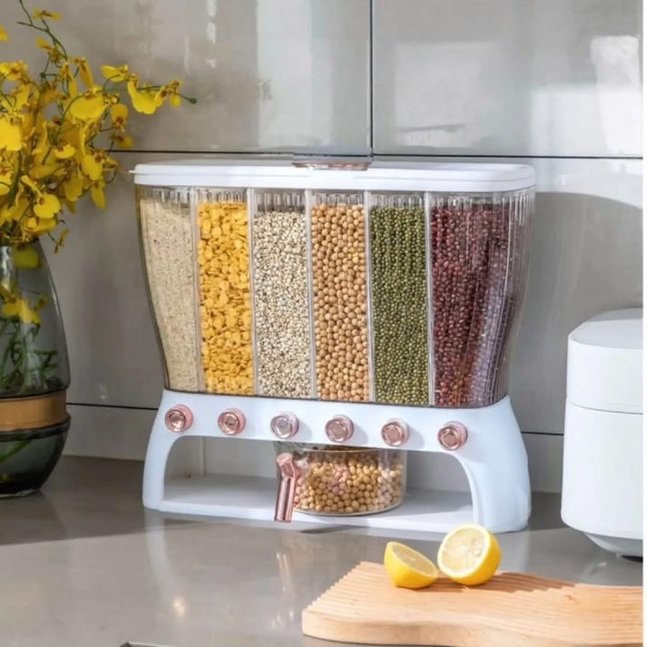 Six Compartments 12kg Cereal Food Dispenser