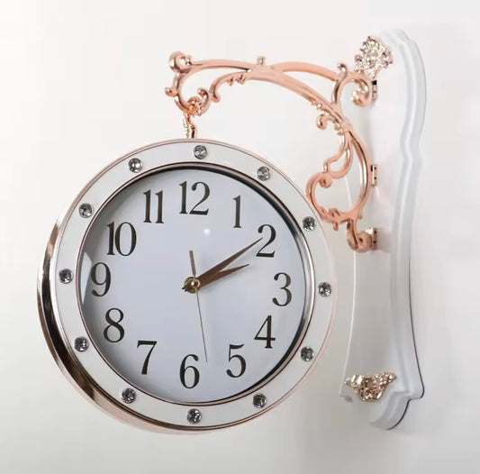 Luxury Double Sided Silent Hanging Wall Clock for Home Decor