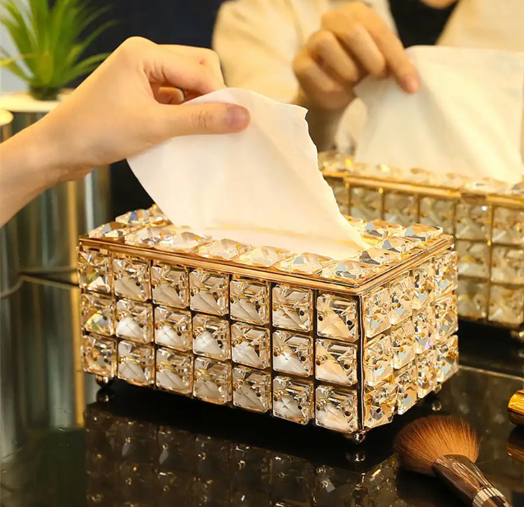 Crystal Dustbin & Tissue Box