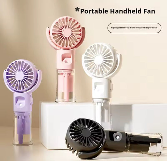 Handheld Rechargeable Water Mist Fan with 4 Speed Levels