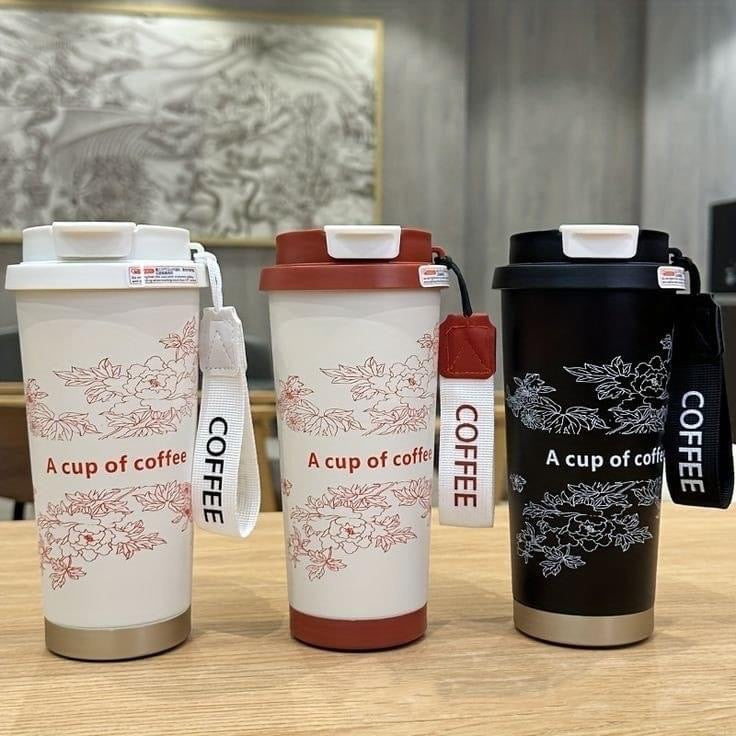 500ml Stainless Steel Floral Coffee Mug