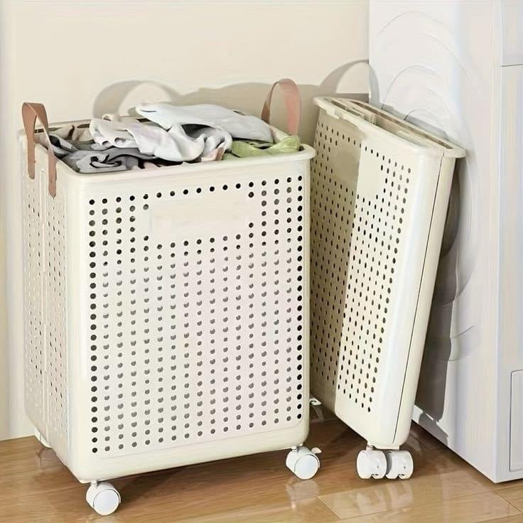 Collapsible Laundry Basket with Handle & Wheels
