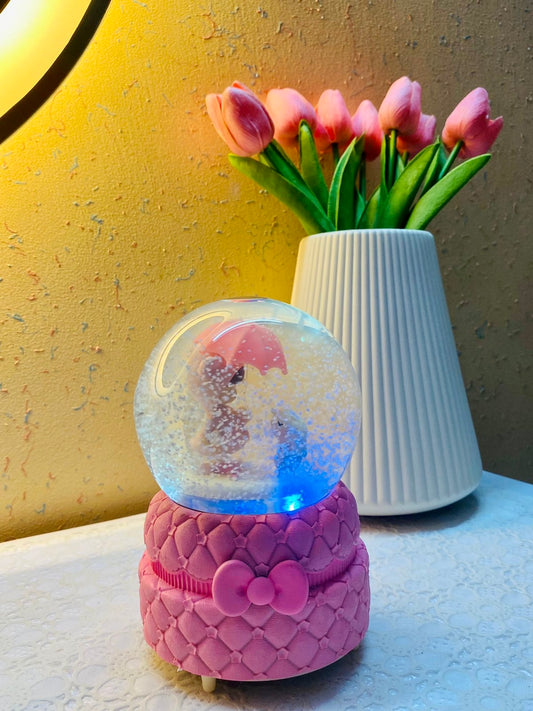 Crystal Snow Globe Ball Music Box Birthday Gift Glowing Snowflakes