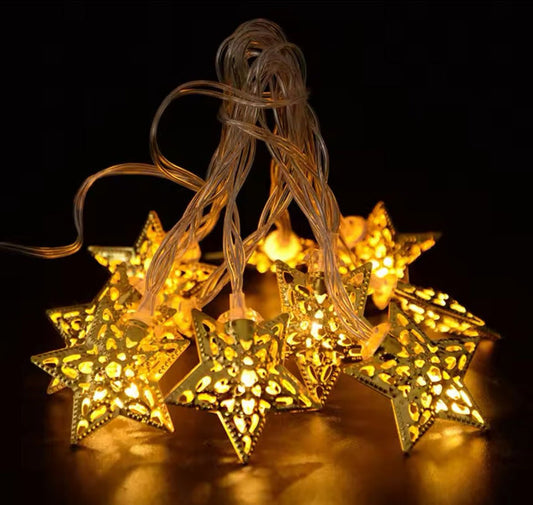 LED Metal Star Warm String Lights