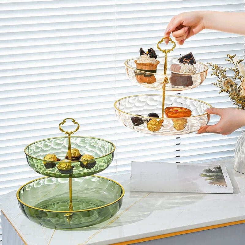 Double Layer Acrylic Cake Snacks Multipurpose Stand with Handle