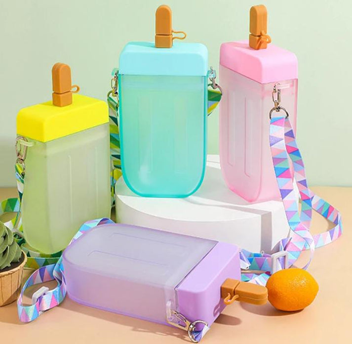 300ml Popsicle Shape Water Bottle with Straw