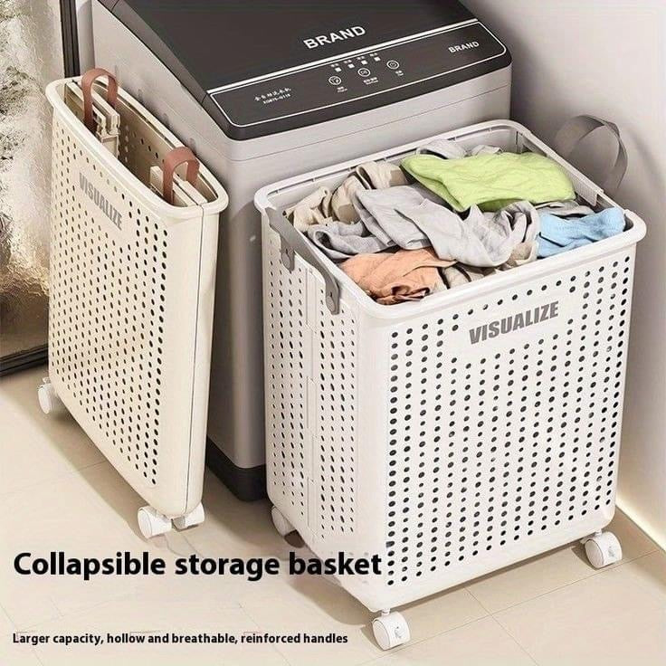 Collapsible Laundry Basket with Handle & Wheels