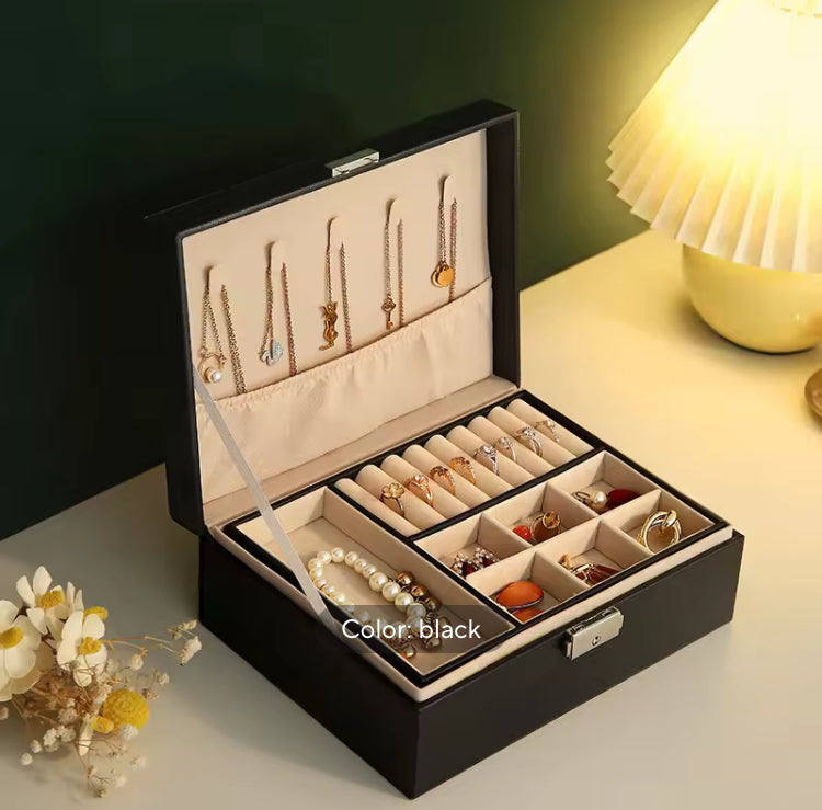 Double Layer Leather Large Capacity Jewellery Box