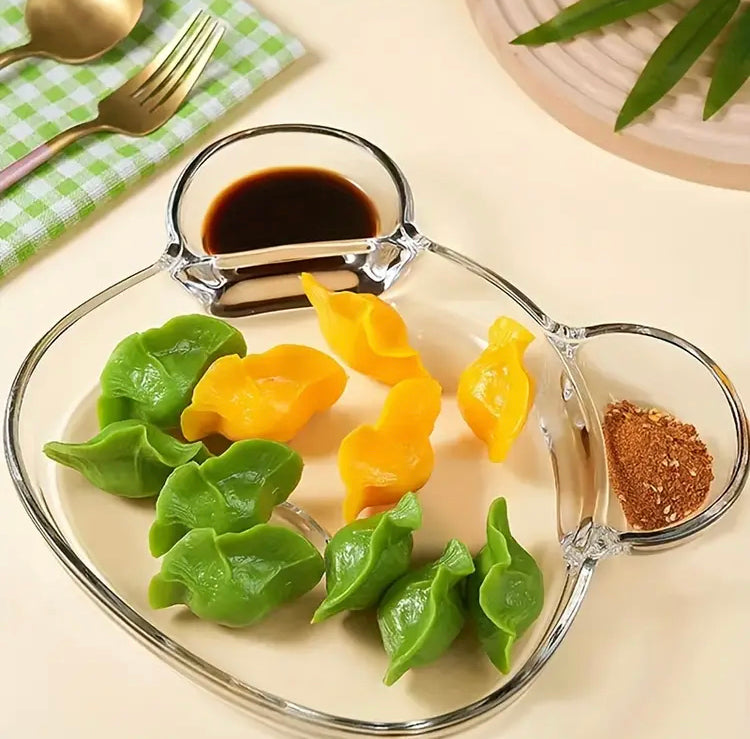 Bear Serving Plate with Dipping Sauce Divider
